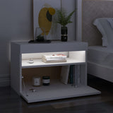 NNEVL Bedside Cabinet & LED Lights White 60x35x40 cm Engineered Wood