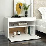 NNEVL Bedside Cabinet & LED Lights White 60x35x40 cm Engineered Wood