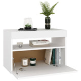 NNEVL Bedside Cabinet & LED Lights White 60x35x40 cm Engineered Wood
