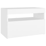 NNEVL Bedside Cabinet & LED Lights White 60x35x40 cm Engineered Wood