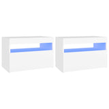 NNEVL Bedside Cabinet & LED Lights 2 pcs White 60x35x40 cm Engineered Wood