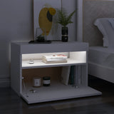 NNEVL Bedside Cabinet & LED Lights 2 pcs White 60x35x40 cm Engineered Wood