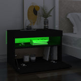 NNEVL Bedside Cabinet & LED Lights 2 pcs Black 60x35x40 cm Engineered Wood