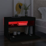 NNEVL Bedside Cabinet & LED Lights 2 pcs Black 60x35x40 cm Engineered Wood