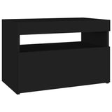 NNEVL Bedside Cabinet & LED Lights 2 pcs Black 60x35x40 cm Engineered Wood