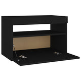 NNEVL Bedside Cabinet & LED Lights 2 pcs Black 60x35x40 cm Engineered Wood