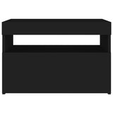 NNEVL Bedside Cabinet & LED Lights 2 pcs Black 60x35x40 cm Engineered Wood