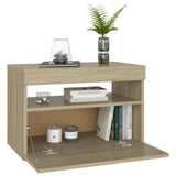 NNEVL Bedside Cabinet & LED Lights 2 pcs Sonoma Oak 60x35x40 cm
