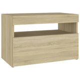 NNEVL Bedside Cabinet & LED Lights 2 pcs Sonoma Oak 60x35x40 cm
