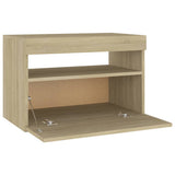 NNEVL Bedside Cabinet & LED Lights 2 pcs Sonoma Oak 60x35x40 cm