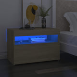NNEVL Bedside Cabinet & LED Lights 2 pcs Sonoma Oak 60x35x40 cm