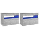 NNEVL Bedside Cabinet & LED Lights 2 pcs Concrete Grey 60x35x40 cm