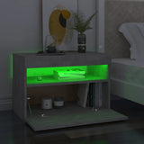 NNEVL Bedside Cabinet & LED Lights 2 pcs Concrete Grey 60x35x40 cm
