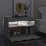 NNEVL Bedside Cabinet & LED Lights 2 pcs Concrete Grey 60x35x40 cm