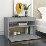 NNEVL Bedside Cabinet & LED Lights 2 pcs Concrete Grey 60x35x40 cm