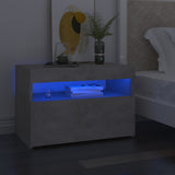 NNEVL Bedside Cabinet & LED Lights 2 pcs Concrete Grey 60x35x40 cm
