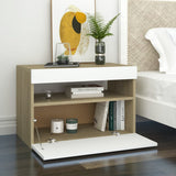 NNEVL Bedside Cabinet & LED Lights 2 pcs White and Sonoma Oak 60x35x40 cm