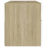 NNEVL Bedside Cabinet & LED Lights 2 pcs White and Sonoma Oak 60x35x40 cm