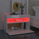 NNEVL Bedside Cabinet & LED Lights 2 pcs High Gloss White 60x35x40 cm