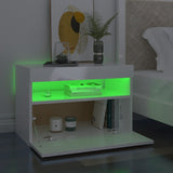 NNEVL Bedside Cabinet & LED Lights 2 pcs High Gloss White 60x35x40 cm