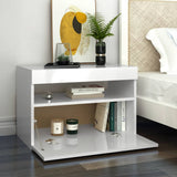 NNEVL Bedside Cabinet & LED Lights 2 pcs High Gloss White 60x35x40 cm
