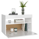 NNEVL Bedside Cabinet & LED Lights 2 pcs High Gloss White 60x35x40 cm