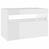 NNEVL Bedside Cabinet & LED Lights 2 pcs High Gloss White 60x35x40 cm