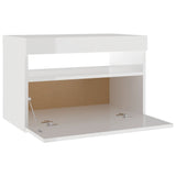 NNEVL Bedside Cabinet & LED Lights 2 pcs High Gloss White 60x35x40 cm