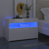NNEVL Bedside Cabinet & LED Lights 2 pcs High Gloss White 60x35x40 cm