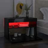 NNEVL Bedside Cabinet & LED Lights 2 pcs High Gloss Black 60x35x40 cm