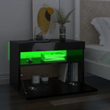 NNEVL Bedside Cabinet & LED Lights 2 pcs High Gloss Black 60x35x40 cm