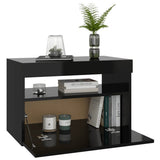 NNEVL Bedside Cabinet & LED Lights 2 pcs High Gloss Black 60x35x40 cm