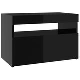NNEVL Bedside Cabinet & LED Lights 2 pcs High Gloss Black 60x35x40 cm