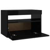 NNEVL Bedside Cabinet & LED Lights 2 pcs High Gloss Black 60x35x40 cm