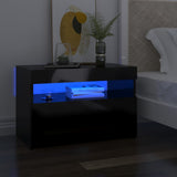 NNEVL Bedside Cabinet & LED Lights 2 pcs High Gloss Black 60x35x40 cm