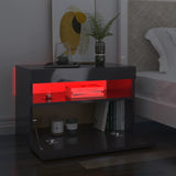 NNEVL Bedside Cabinet & LED Lights 2 pcs HIgh Gloss Grey 60x35x40 cm