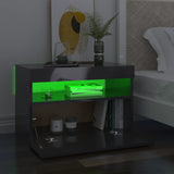 NNEVL Bedside Cabinet & LED Lights 2 pcs HIgh Gloss Grey 60x35x40 cm