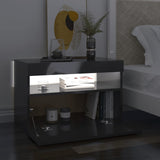 NNEVL Bedside Cabinet & LED Lights 2 pcs HIgh Gloss Grey 60x35x40 cm