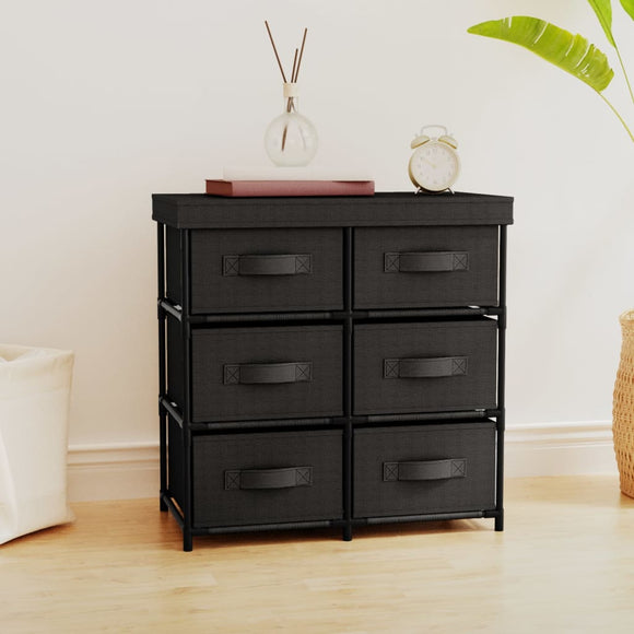 NNEVL Storage Cabinet with 6 Drawers 55x29x55 cm Black Steel