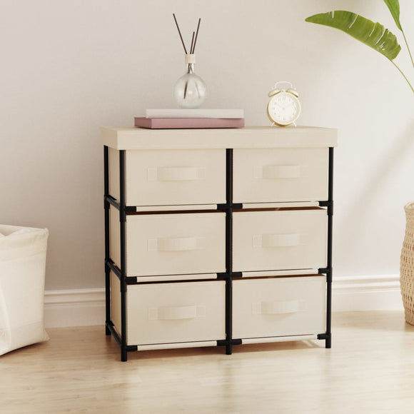 NNEVL Storage Cabinet with 6 Drawers 55x29x55 cm Cream Steel