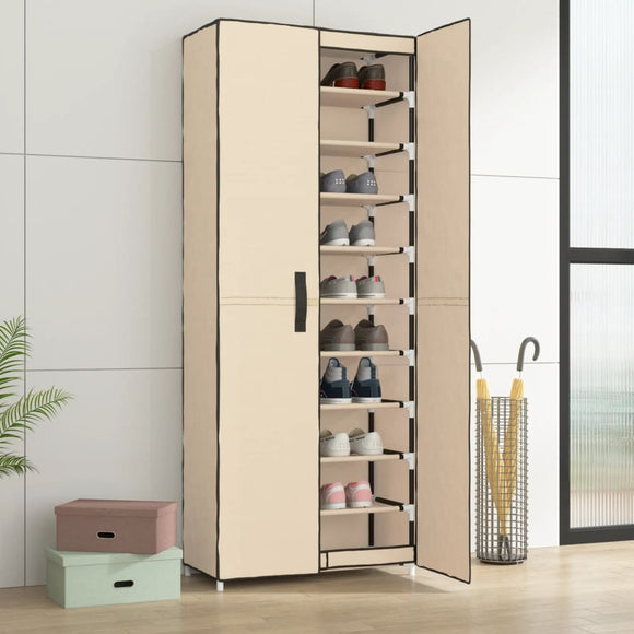 NNEVL Shoe Cabinet Cream 60x30x166 cm Fabric