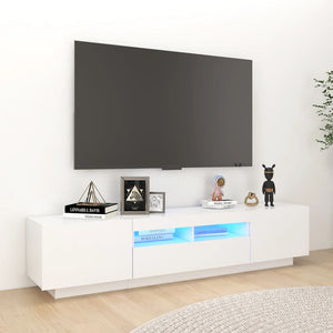 NNEVL TV Cabinet with LED Lights White 180x35x40 cm