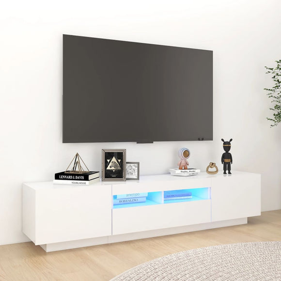 NNEVL TV Cabinet with LED Lights White 180x35x40 cm