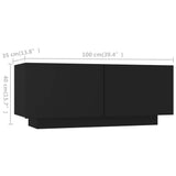 NNEVL TV Cabinet with LED Lights Black 180x35x40 cm