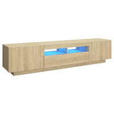 NNEVL TV Cabinet with LED Lights Sonoma Oak 180x35x40 cm