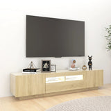 NNEVL TV Cabinet with LED Lights Sonoma Oak 180x35x40 cm