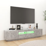 NNEVL TV Cabinet with LED Lights Concrete Grey 180x35x40 cm