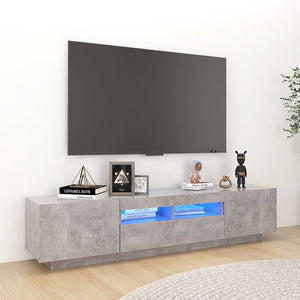 NNEVL TV Cabinet with LED Lights Concrete Grey 180x35x40 cm