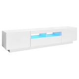 NNEVL TV Cabinet with LED Lights High Gloss White 180x35x40 cm