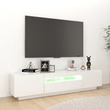 NNEVL TV Cabinet with LED Lights High Gloss White 180x35x40 cm